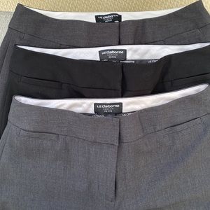 Liz Claiborne career 6p audra classic dress pants.2 grey and 1 black